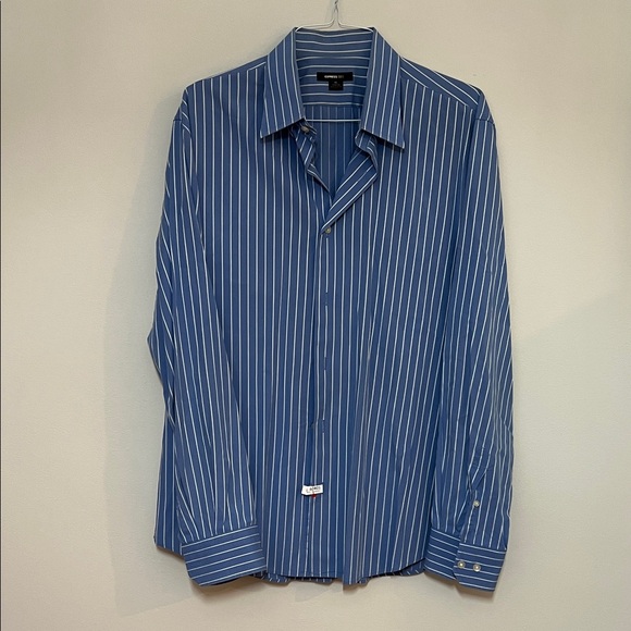 Express Other - Express Blue and White Striped Casual Shirt Button Front Collard Size XL
